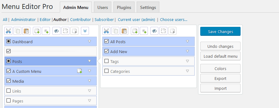 editar menu do wp-admin do WordPress