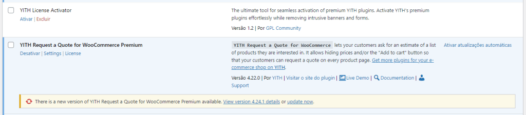 Ativar Licença de plugins Yith