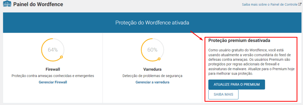 ativar licença Wordfence Premium