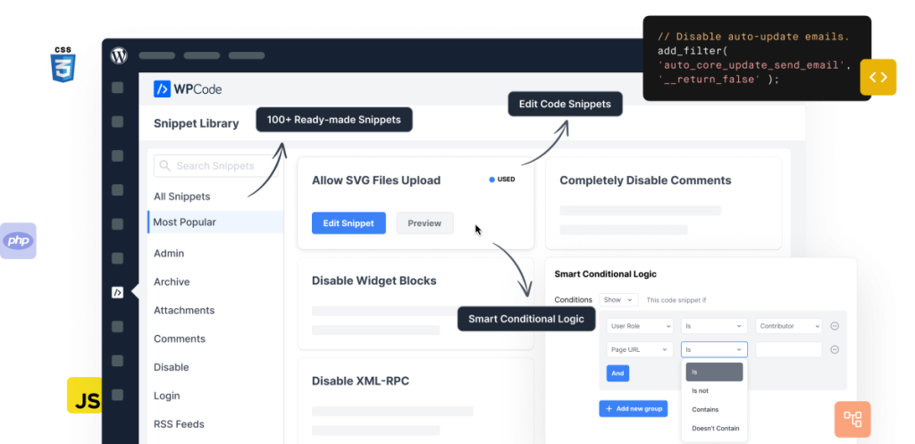 Inserir código PHP no WordPress - WPCode Snippets PRO